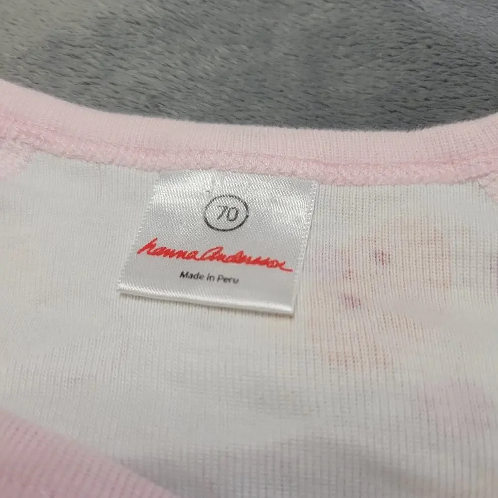 Hanna Andersson Pajama Set Baby Girls 6-12 Months Pink Snap‎ Front 100% Cotton